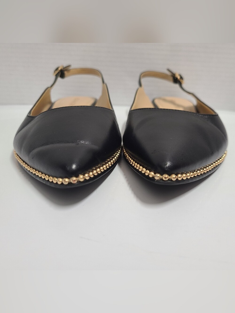 Coach Black Leather Vae Skimmer Studded Slingback Flats Sz 8 - Picture 7 of 14